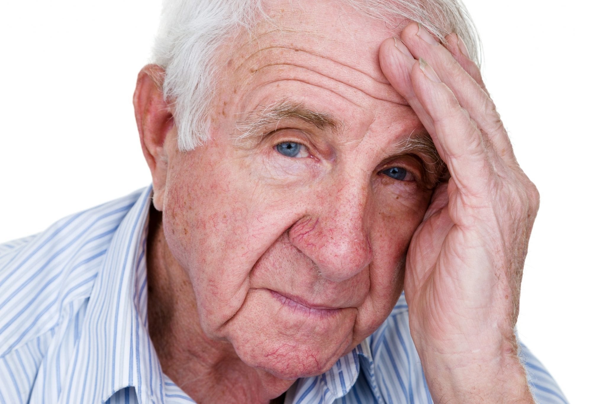 Elderly man worried face