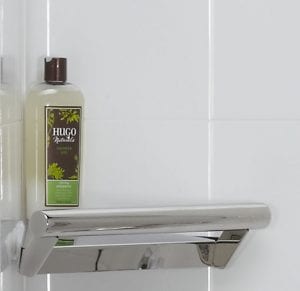 corner shelf with grab bar