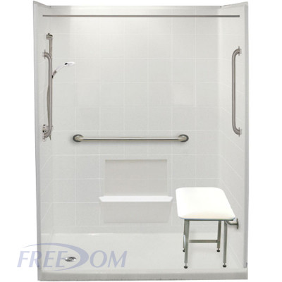 white 60 by 31 inch Step In Shower Stalls, 4 inch threshold, Left drain, to replace your bathtub