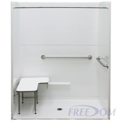 62⅝" x 38¼" Freedom ADA Roll In Shower, CENTER drain