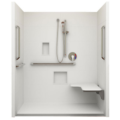 62¼" x 32⅛" ADA Linear Drain Roll In Shower, COL, Right Seat