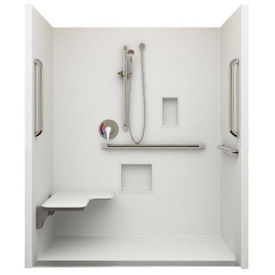 62¼" x 32⅛" ADA Linear Drain Roll In Shower, Left Seat 