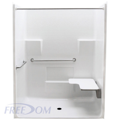 Freedom ADA Roll In Shower, Right Seat, 1 Piece 63 x 34 inches