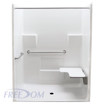 63 x 34 inches Freedom ADA Roll In Shower, RIGHT Seat