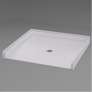 ID 36 X 36 Shower Pan, white, half inch threshold, center drain, textured slip resistant-floor.