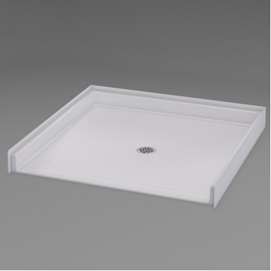 ID 36 by 36 Shower Pan, white, barrier free threshold, center drain, textured slip resistant-floor
