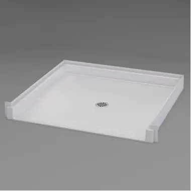 ID 36 X 36 ADA Shower Pan, three quarter inch threshold, center drain, recessed receiver flange