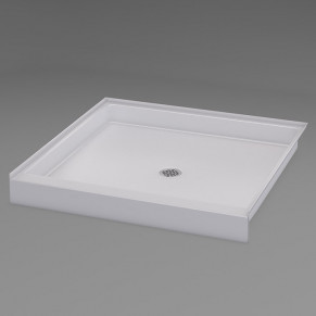 38 X 38 inch ANSI Type B shower pan, white, 4 inch threshold, for FHA Fair Housing install