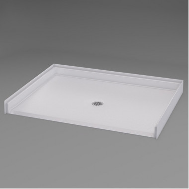 48 inch wide Barrier Free Shower Pans, white, 7/8 inch threshold, slip resistant textured floor. 