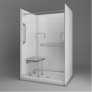 50 X 38 inch ANSI Type B shower,  white, 4 inch threshold, for HUD FHA projects