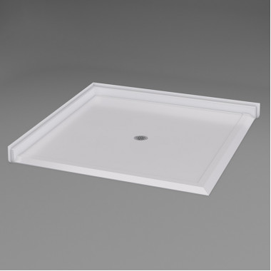 50 x 50 inch  Accessible Corner Shower Base, white, 1 inch roll in threshold, textured floor. 