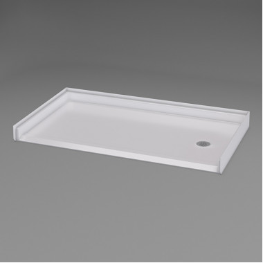 54 by 31 inch Barrier Free Shower Pan, white,1 inch threshold,  right drain, slip-resistant texture