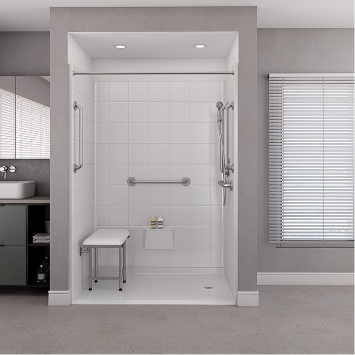 5 piece accessible shower in a bathroom 