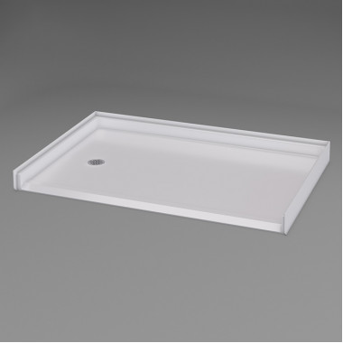 54 by 36 inch Handicapped Accessible Shower Pan, white,1 inch threshold, Left drain, textured floor