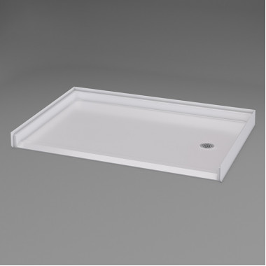 54 by 36 inch Low Profile Shower Pan, white,1 inch threshold, Right drain, textured floor 54 by 36 inch Low Profile Shower Pan, white,1 inch threshold, Right drain, textured floor