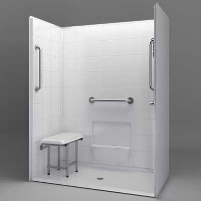60" x 31" Freedom Accessible Shower, Center Drain