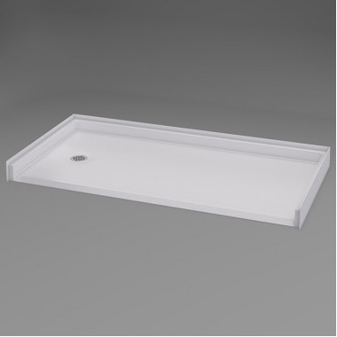 30x60 Roll In Shower pan, white, left drain, 1 inch threshold, textured slip-resistant floor. 