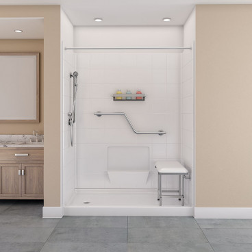 easy step shower with seat and grab bars