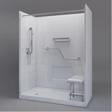 white 60 by 31 inch Step In Shower Stalls, 4 inch threshold, Left drain, to replace your bathtub