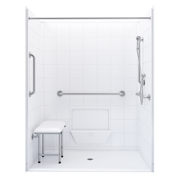 60" x 33⅜" Freedom Accessible Shower, Center Drain