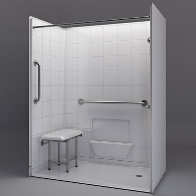 60" x 33⅜" Freedom Accessible Shower, Right Drain
