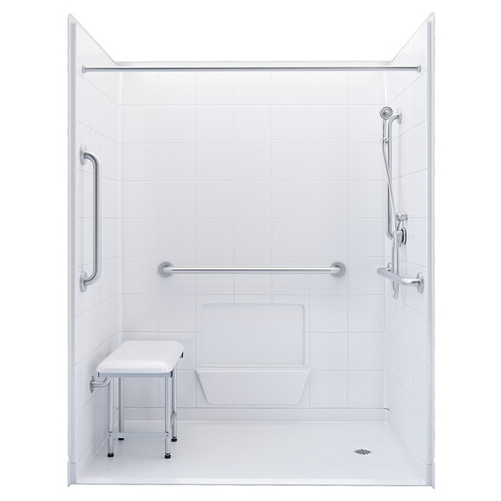 5 piece accessible shower stall with accessories 