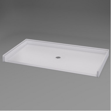 60 x 33 inch Roll In Shower Pan, white, center drain, 3/4 inch threshold, textured floor. 60 x 33 inch Roll In Shower Pan, white, center drain, 3/4 inch threshold, textured floor.