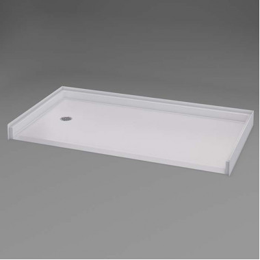 60 x 33 inch Bathtub Replacement Shower Pan, white, left drain, 1 inch threshold, textured floor. 60 x 33 inch Bathtub Replacement Shower Pan, white, left drain, 1 inch threshold, textured floor.