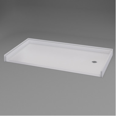 60 x 33 inch No Threshold Shower Pan, white, right hand drain, textured slip-resistant floor. 60 x 33 inch No Threshold Shower Pan, white, right hand drain, textured slip-resistant floor.