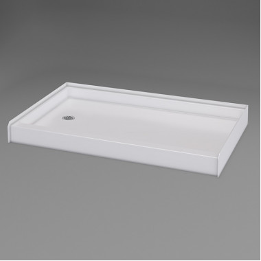 60 x 33 inch  Walk In Shower Pan, white, Left drain, 4 inch threshold, textured floor. 60 x 33 inch  Walk In Shower Pan, white, Left drain, 4 inch threshold, textured floor.