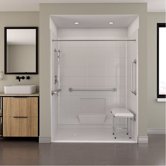 bathtub replacement shower stall in a bathroom