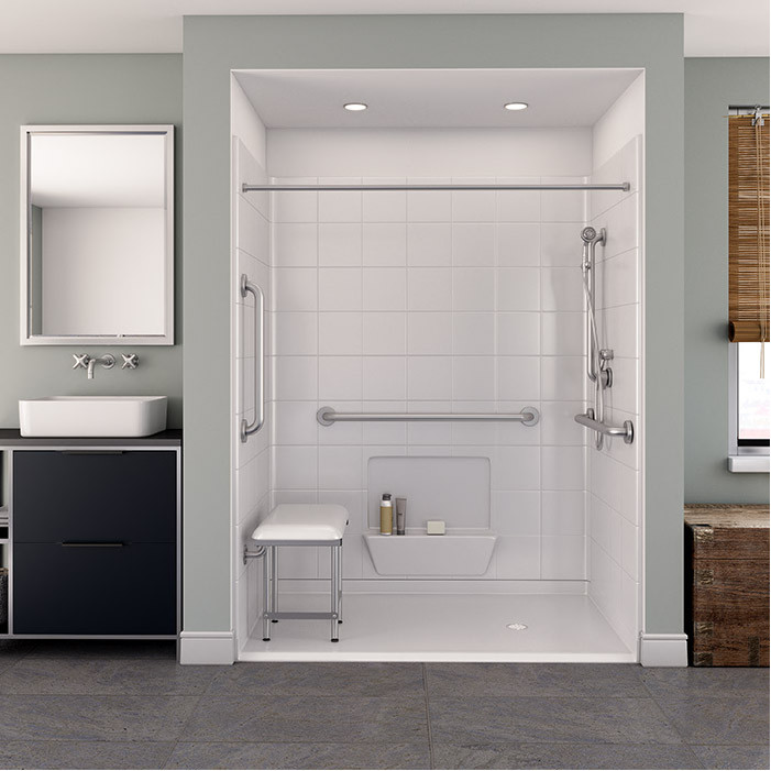 accessible shower stall in a bathroom