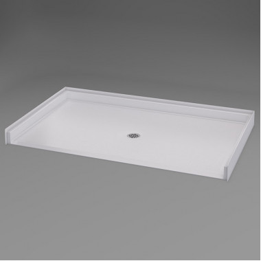 60 x 37 inch Roll In Shower Base, white, center drain, seven eighths inch threshold, textured floor 60 x 37 inch Roll In Shower Base, white, center drain, seven eighths inch threshold, textured floor