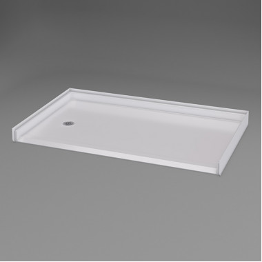 60 x 37 inch Zero Entry Shower Base, white, left drain, roll in threshold, slip-resistant floor 60 x 37 inch Zero Entry Shower Base, white, left drain, roll in threshold, slip-resistant floor