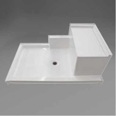 60 x 36 inch fiberglass shower pan with molded seat 60 x 36 inch fiberglass shower pan with molded seat