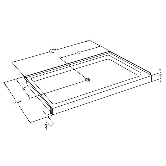 60 x 38 inch Ansi Type B shower pan drawing