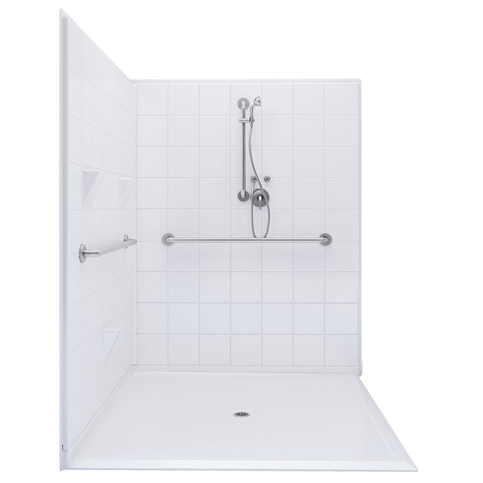 3 piece accessible corner shower with accessories 