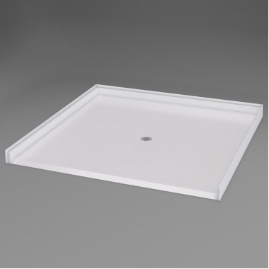60 x 61 inch large Barrier Free Shower Base, white, Center drain, roll in threshold, textured floor