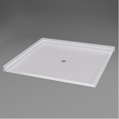 61 x 61 inch large Corner Accessible Shower Pan, white, Center drain, roll in threshold on two sides