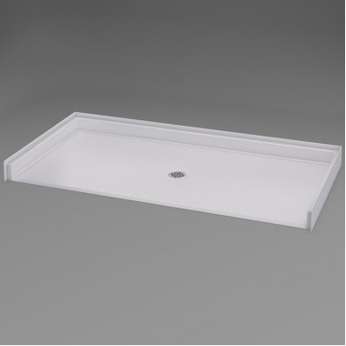 62 by 32 inch ADA Code Compliant Shower Pan,White, 3/4 inch threshold, center drain. Color options