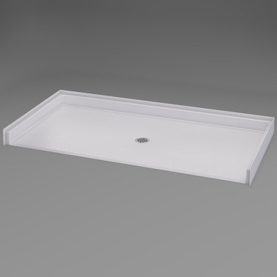 62 by 32 inch ADA Code Compliant Shower Pan,White, 3/4 inch threshold, center drain. Color options