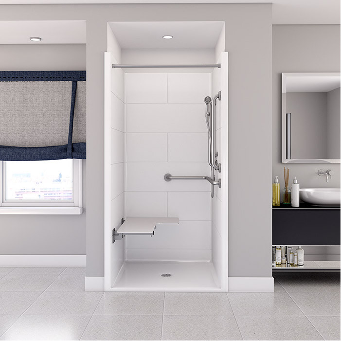 38 ½" x 37⅛" Freedom ADA Transfer Shower (Right Valve Wall)