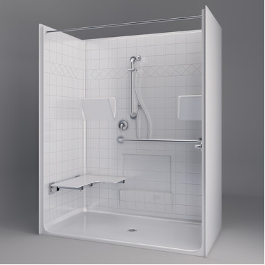 63 x 34 inches Freedom ADA Roll In Shower, LEFT Seat