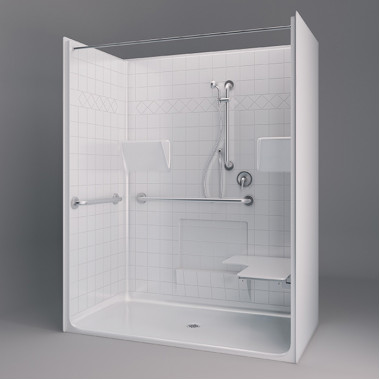 Freedom ADA Roll In Shower, Right Seat, 1 Piece 63 x 34 inches