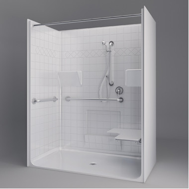 63 x 34 inches Freedom ADA Roll In Shower, RIGHT Seat
