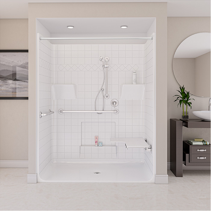 ADA compliant shower stall for a commercial bathroom 