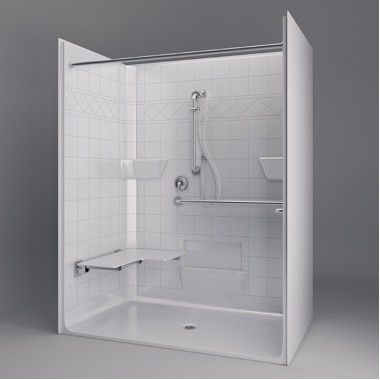 Freedom ADA Roll In Shower, Left Seat, 1 Piece, 63 x 38.5 inches