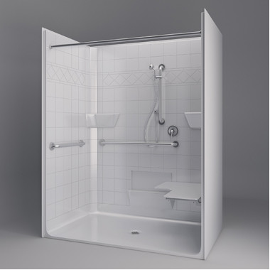 Freedom ADA Roll In Shower, Right Seat, 1 Piece, 63 x 38.5