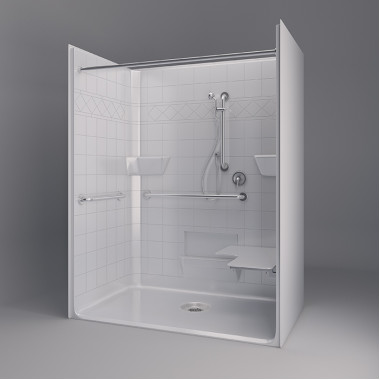Freedom ADA Roll In Shower, Right Seat, 1 Piece, 63 x 38.5 inches