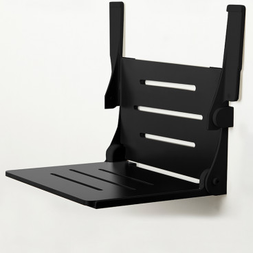 19⅜" x 16" High Back Decorator Folding Shower Seat w arms, all Black seat and frame